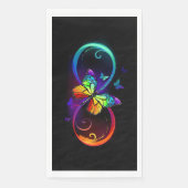 Serviette En Papier Vibrant infinity with rainbow butterfly on black (Devant)
