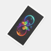 Serviette En Papier Vibrant infinity with rainbow butterfly on black (Coin)