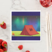 Serviette En Papier Vibrant Northern Lights Camping Tent Night (En situation)