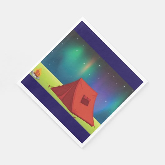 Serviette En Papier Vibrant Northern Lights Camping Tent Night (Coin)