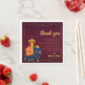 Serviette En Papier Vibrant Red Gold Mariage Indien Merci Message (En situation)