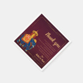 Serviette En Papier Vibrant Red Gold Mariage Indien Merci Message (Coin)