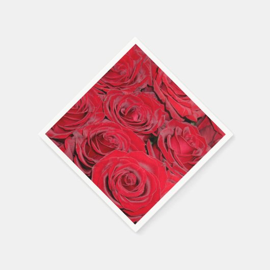 Serviette En Papier Vibrant Red Roses (Coin)