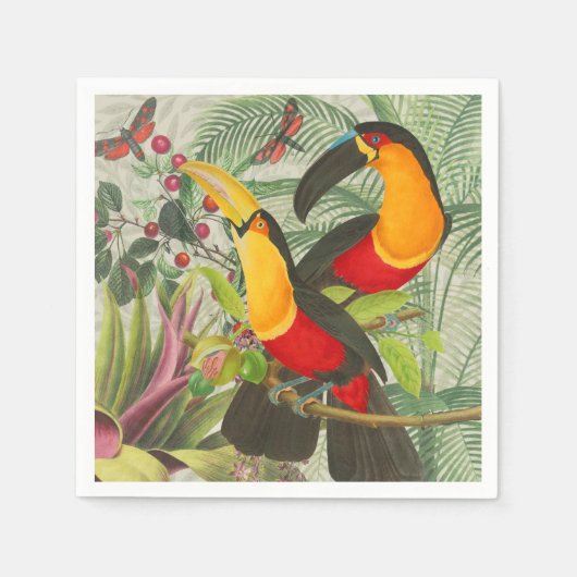 Serviette En Papier Vibrant Tropical Toucan Birds Art Exotic Jungle (Devant)