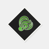 Serviette En Papier Vibrations Amour Musical Coeur Vert Musique Note D (Coin)
