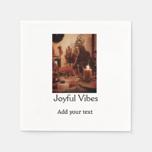 Serviette En Papier Vibrations joyeuses ajout photo famille Noël nom s