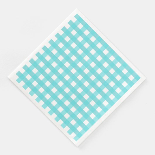 Serviette En Papier Vichy Bleu Ciel (Coin)
