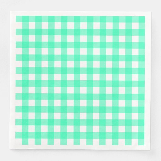 Serviette En Papier Vichy Bleu Turquoise (Devant)