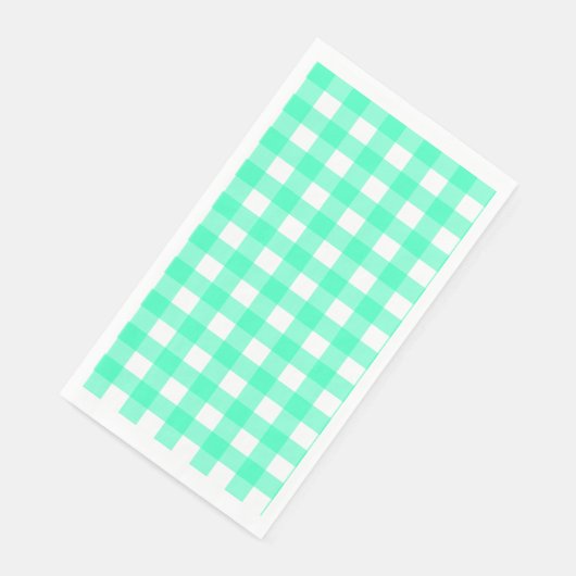 Serviette En Papier Vichy Bleu Turquoise (Coin)