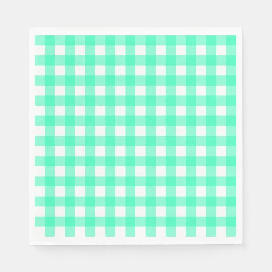 Serviette En Papier Vichy Bleu Turquoise (Devant)