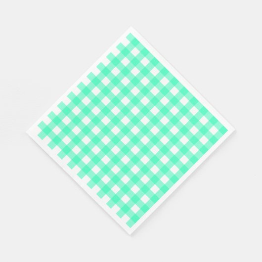 Serviette En Papier Vichy Bleu Turquoise (Coin)