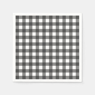 Serviette En Papier Vichy noir et blanc En vichy Motif