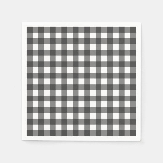 Serviette En Papier Vichy noir et blanc En vichy Motif (Devant)