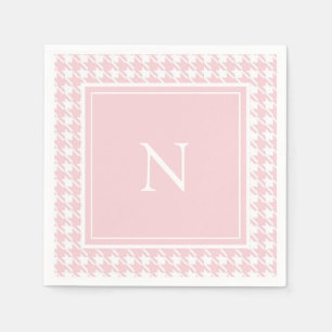 Serviette En Papier Vichy rose à carreaux Monogram