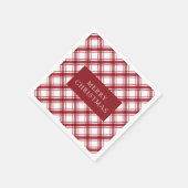 Serviette En Papier Vichy rouge et blanc (Coin)