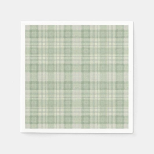 Serviette En Papier Vichy vert sauge clair (Devant)