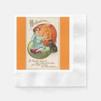 Serviette En Papier Victorian Boy Carving Citrouille Halloween