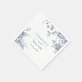 Serviette En Papier Victorian Dusty Blue French Garden Floral Mariage (Coin)