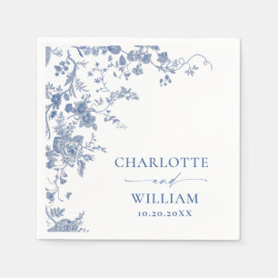 Serviette En Papier Victorian Dusty Blue French Garden Floral Mariage
