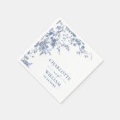 Serviette En Papier Victorian Dusty Blue French Garden Floral Mariage (Coin)