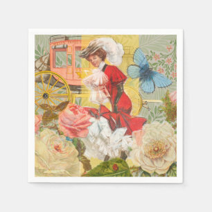 Serviette En Papier Victorian Lady Woman Fun Carriage