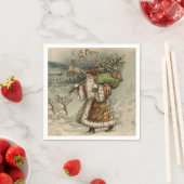 Serviette En Papier Victorian Santa Claus With Christmas Tree (En situation)