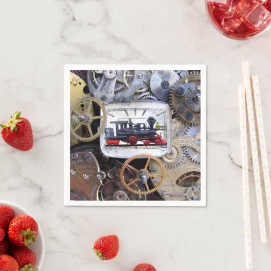 Serviette En Papier Victorian Steam Train Steampunk dîner (En situation)