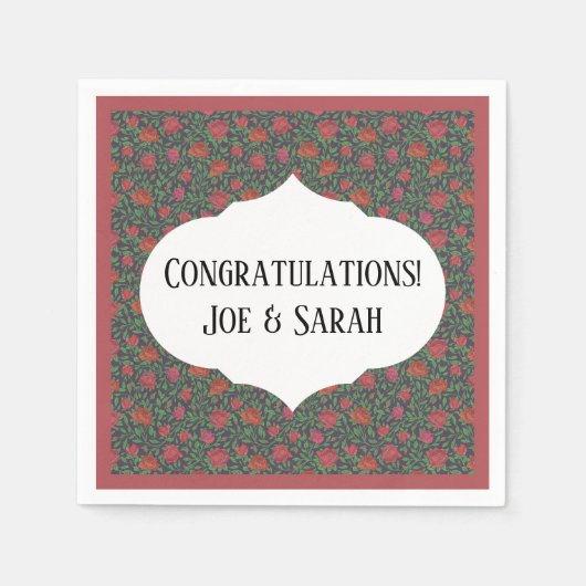 Serviette En Papier Victorien Gothique Parfait Rouge & Fuchsia Rose (Devant)