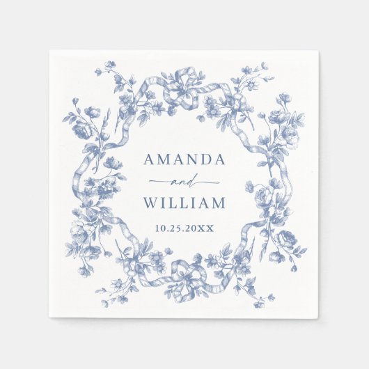 Serviette En Papier Victorien Ornate Grace Floral Dusty Mariage bleu (Devant)