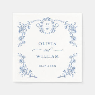 Serviette En Papier Victorien Ornate Grace Floral Dusty Mariage bleu