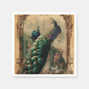 Serviette En Papier victorien vintage floral parisien paon