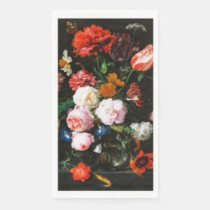 Serviette En Papier Vie morte avec des fleurs dans un Vase de verre cl