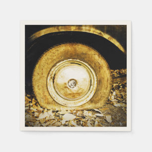 Serviette En Papier Vieille roue vintage de voiture classique