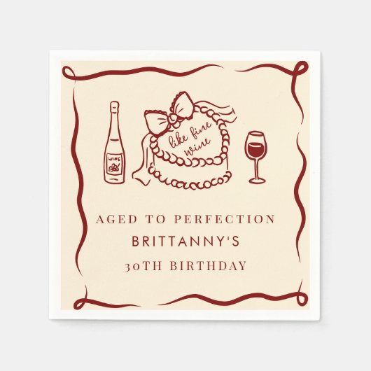 Serviette En Papier Vieilli À La Perfection Comme Du Vin Fin Anniversa (Devant)