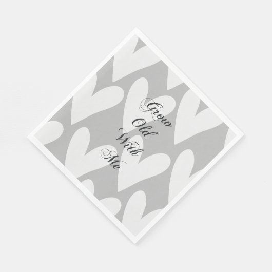 Serviette En Papier Vieillir Avec Moi Aimer Grey White Hearts Mariage (Coin)