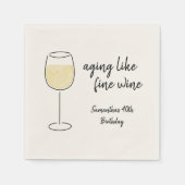 Serviette En Papier Vieillir Comme Vin Fin Vin Blanc Verre Anniversair (Devant)