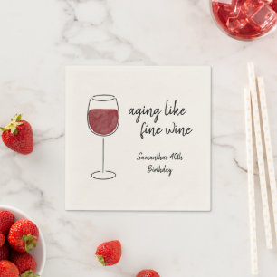 Serviette En Papier Vieillir Comme Vin Fin Vin Rouge Verre Anniversair