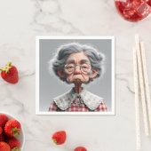 Serviette En Papier Vielle Dame grincheuse (En situation)