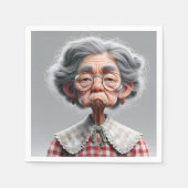 Serviette En Papier Vielle Dame grincheuse (Devant)