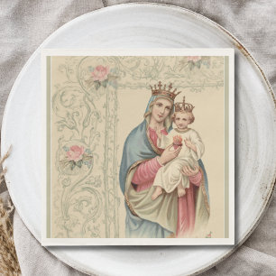 Serviette En Papier Vierge catholique Marie avec Enfant Jésus Religieu