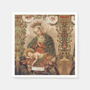 Serviette En Papier Vierge de l'école vintage de Cuzco adorant l'enfan