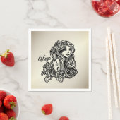 Serviette En Papier Vierge du zodiaque doré (En situation)