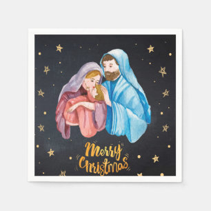 Serviette En Papier Vierge Marie Jésus Nativité Noël Vintage