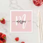 Serviette En Papier Vierge rose moderne Script Girl Monogramme Nom (En situation)