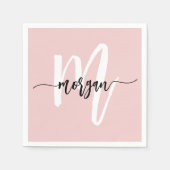 Serviette En Papier Vierge rose moderne Script Girl Monogramme Nom (Devant)
