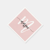 Serviette En Papier Vierge rose moderne Script Girl Monogramme Nom (Coin)