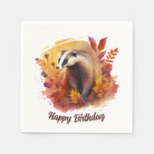 Serviette En Papier Vies d'automne Badger - Anniversaire (Devant)