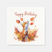 Serviette En Papier Vies d'automne Fox - Anniversaire (Devant)