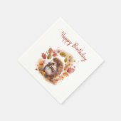Serviette En Papier Vies d'automne Hérisson - Anniversaire (Coin)