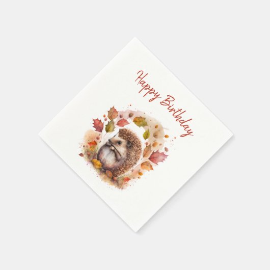 Serviette En Papier Vies d'automne Hérisson - Anniversaire (Coin)